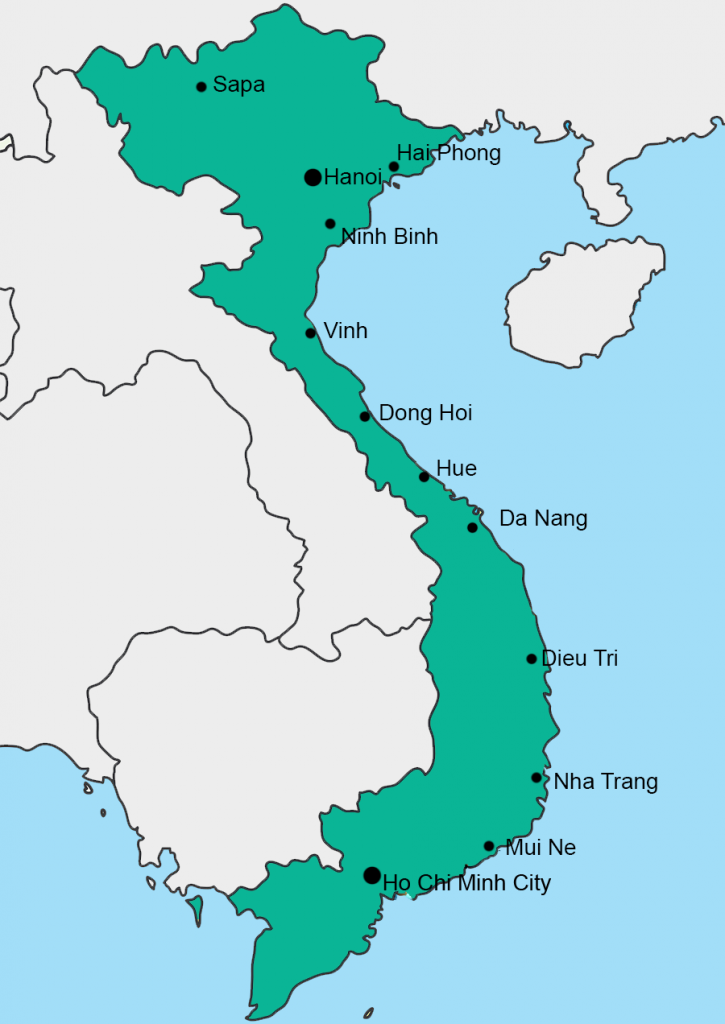 map of train stations in Vietnam