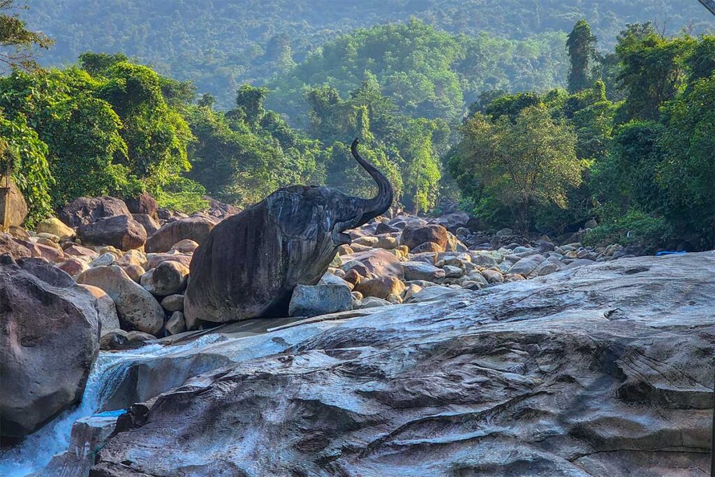 Rock in shape of an Elephant at the Elephant Springs (Suoi Voi) in Hue