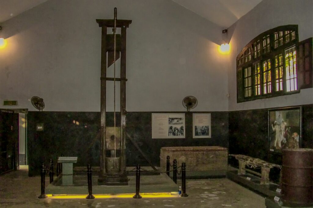 guillotine in Hoa Lo prison in Hanoi