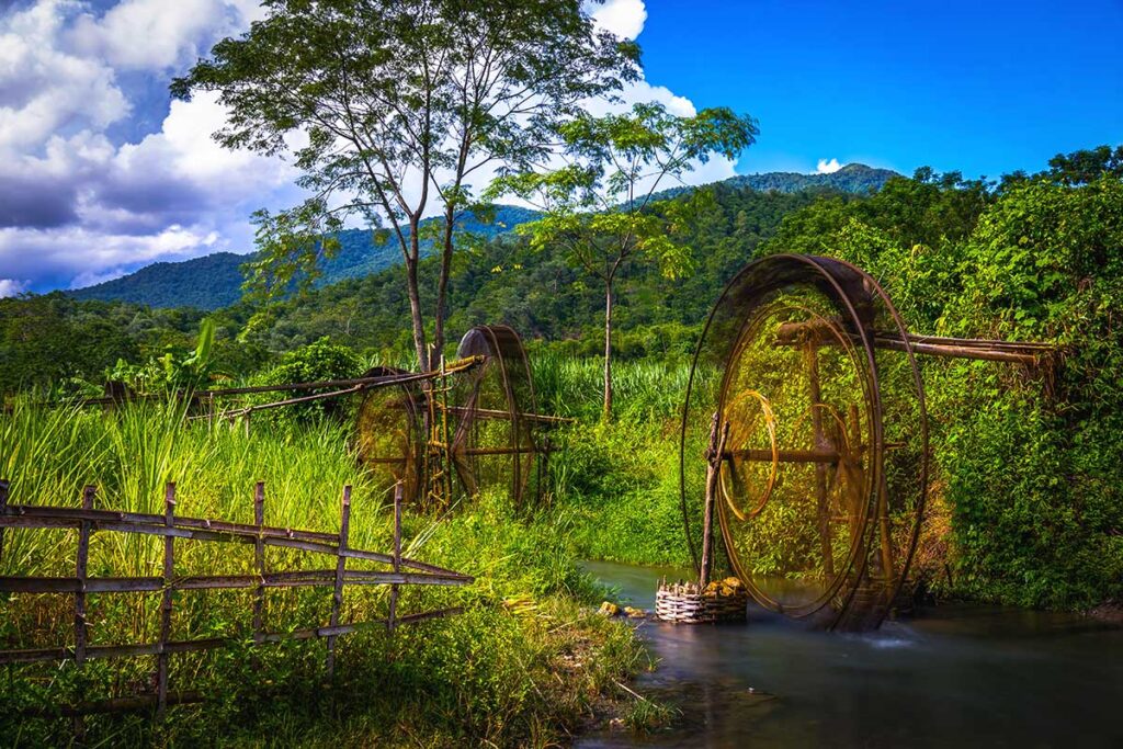 water wheels at Pu Luong Nature Reserve