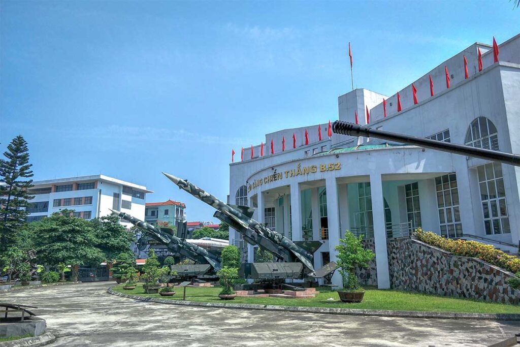 Two rocket air defense systems at display in the courtyard of B52 Victory Museum in Hanoi