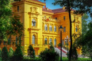 A closeup of Hanoi Presidential Palace