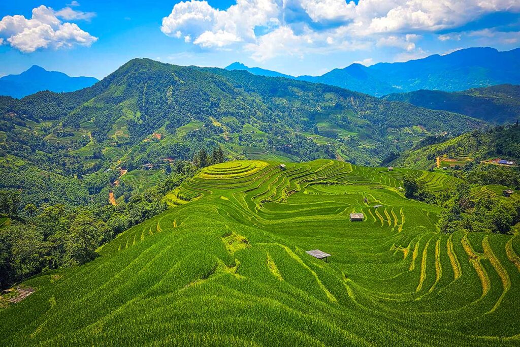 Hoang Su Phi trekking views over the terraced rice fields of Nam Khoa Commune