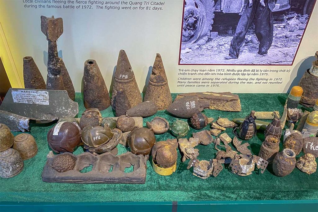 Bombs that have been found in Quang Tri Province are displays at the Mine Action Visitor Center - A small museum in the DMZ