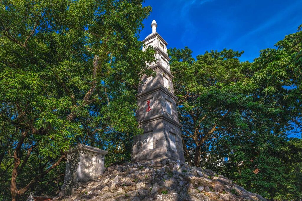 Pen Tower at Ngoc Son Temple, Hanoi – stone tower symbolizing literature