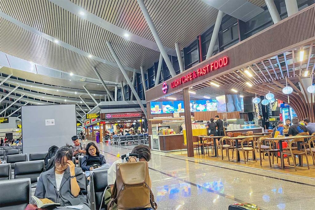 Shops and restaurants inside the terminal of Phu Bai International Airport in Hue