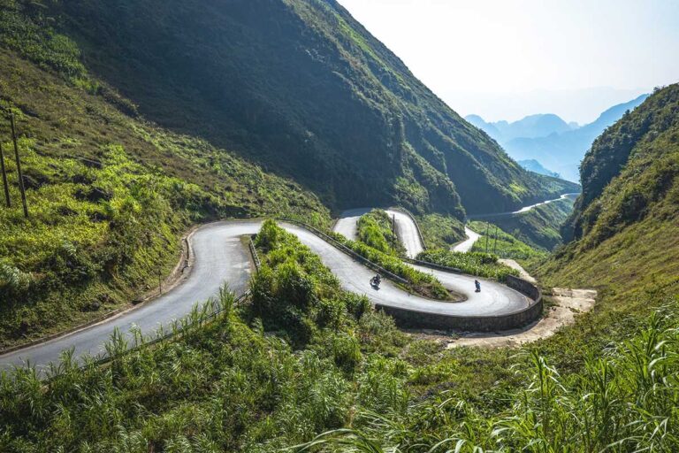 The iconis s-shaped Tham Ma Pass along the Ha Giang Loop