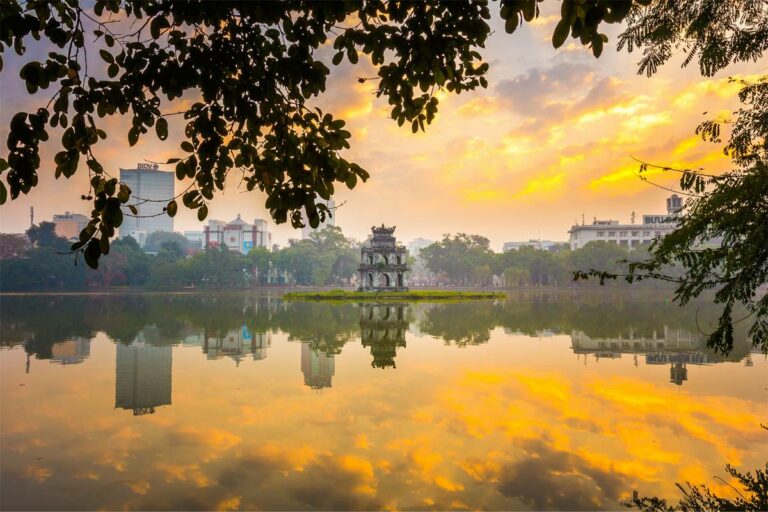 Hoan Kiem Lake sunset in Hanoi