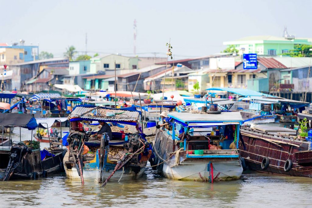 Boats trading at Cai Rang floating market