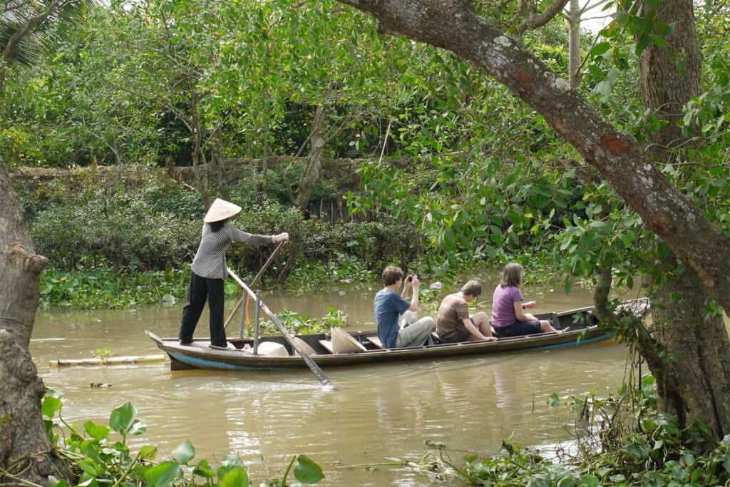 Sampan boat trip in Cai Be Mekong Delta