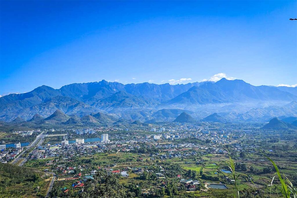 View from Tam Duong Hill from a tea shop overlooking the town of Lai Chau