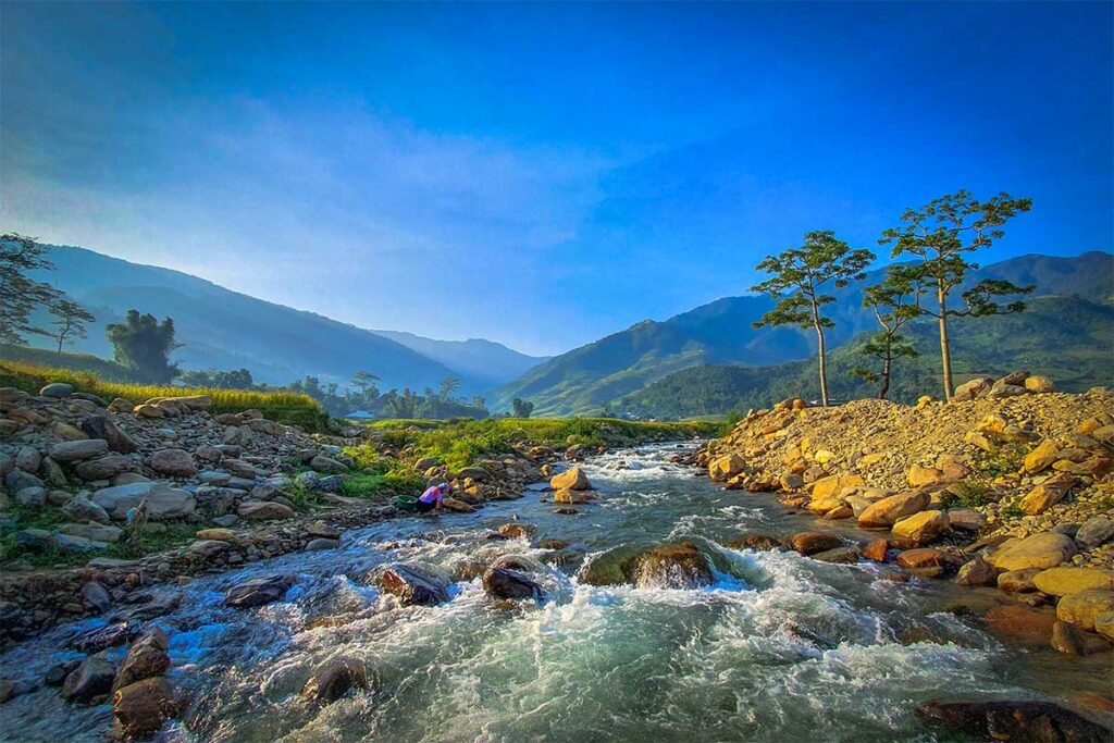 A local stream running through a valley in Yen Bai 