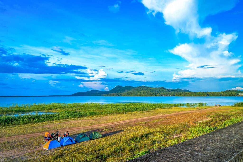 A few tens for camping are set along Dau Tieng Lake