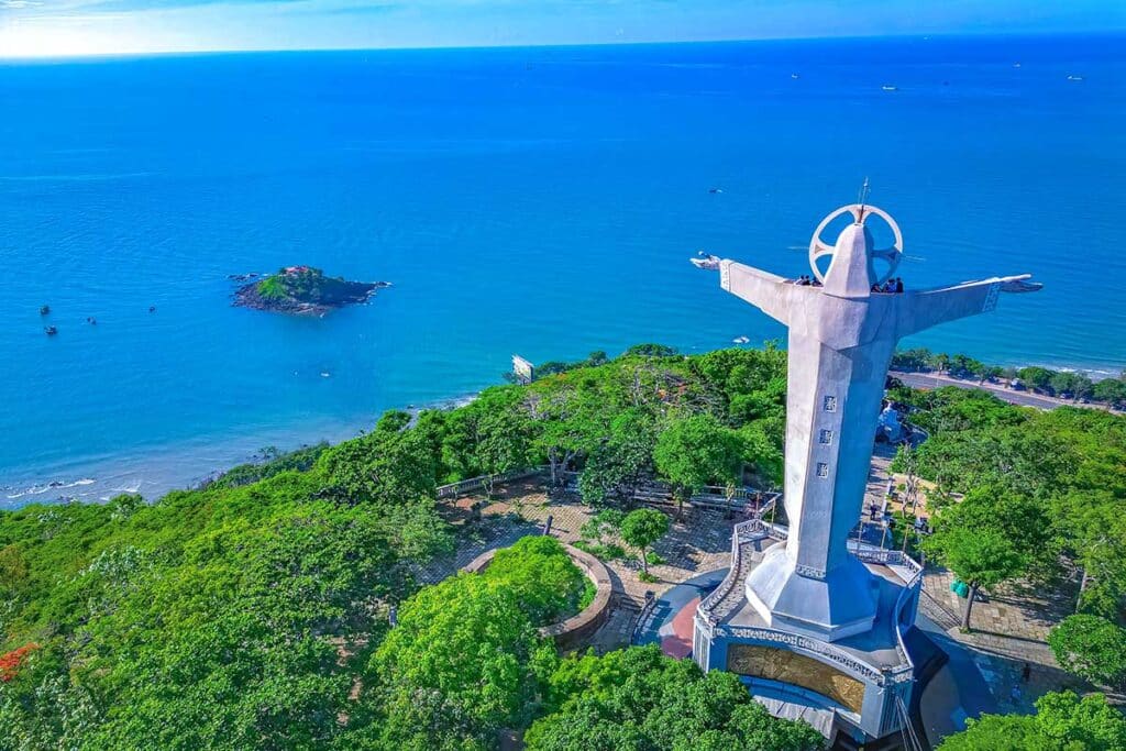 Aerial view of Christ Statue in Vung Tau