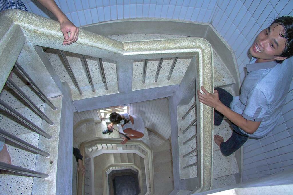 The spiral staircase leading to the top of Jesus Christ Statue Vung Tau