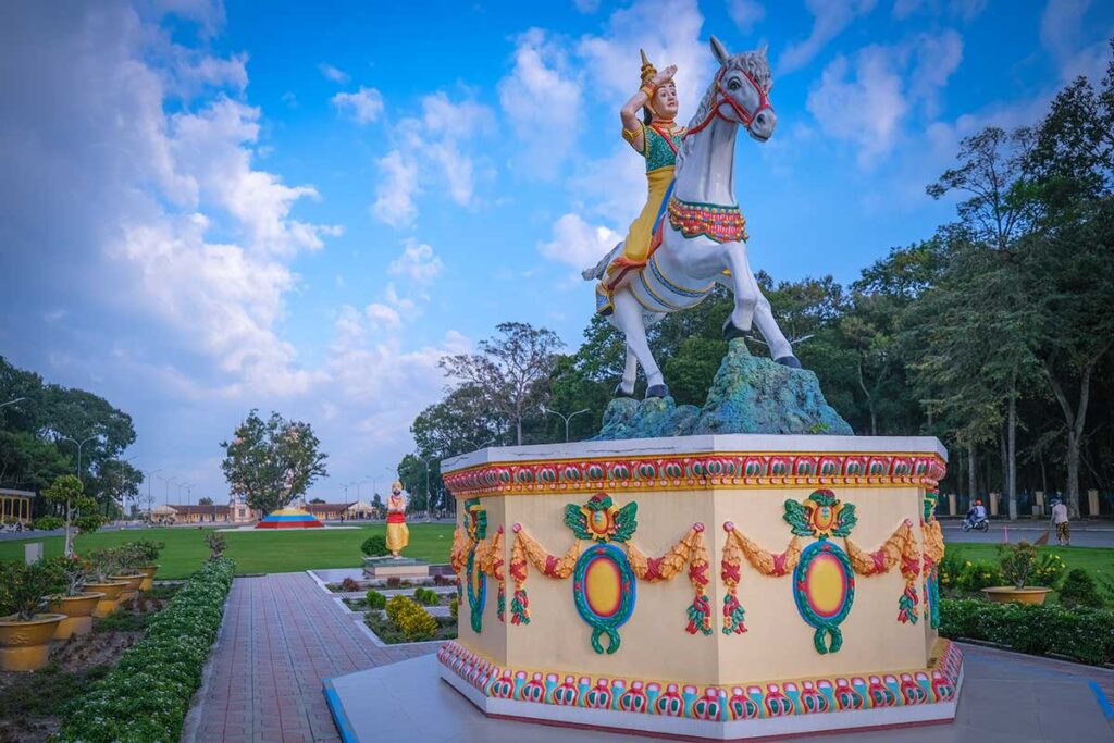 Statue of a horse standing outside in the complex of Tay Ninh Holy See