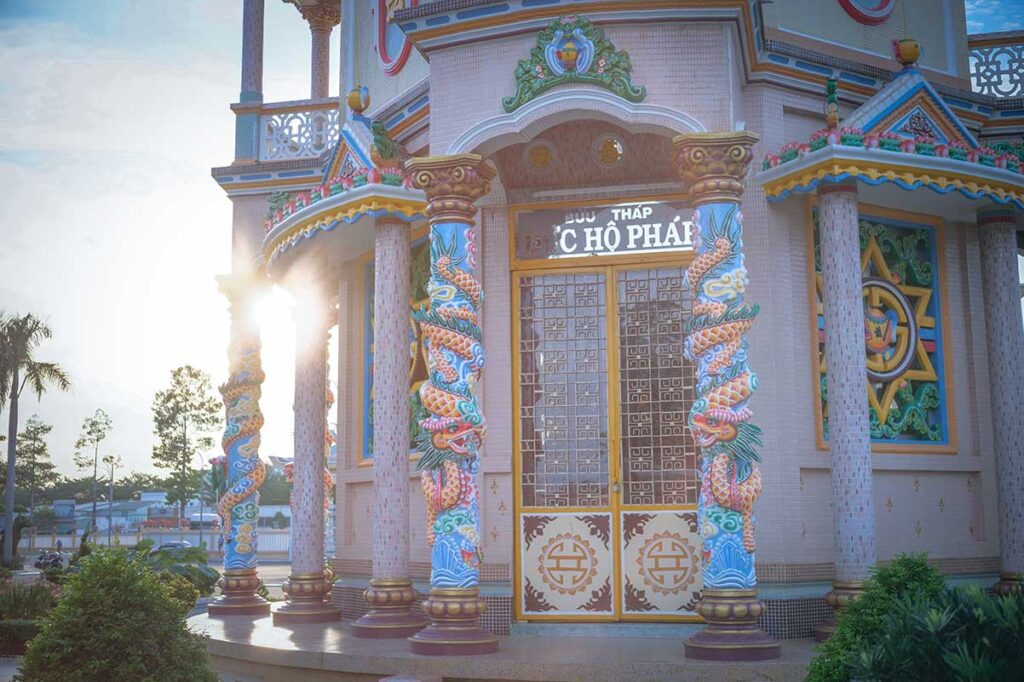 A smaller side building part of the Cao Dai complex in Tay Ninh