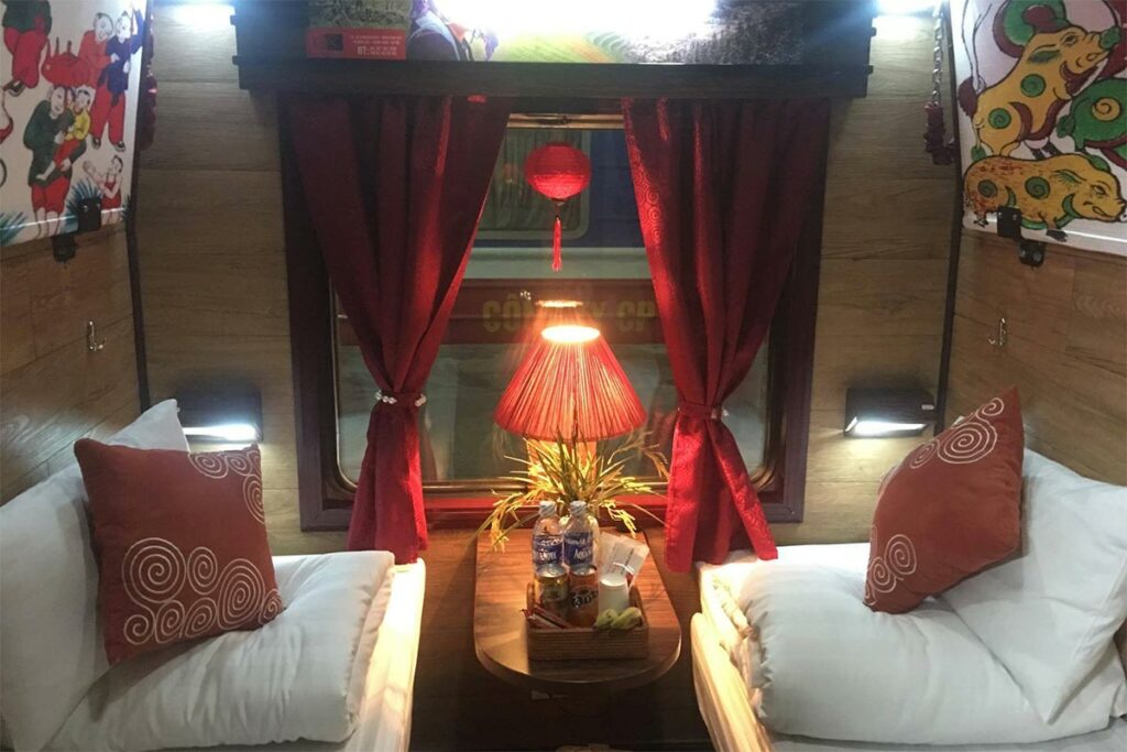 Inside of Dream Train Express from Hanoi to Sapa