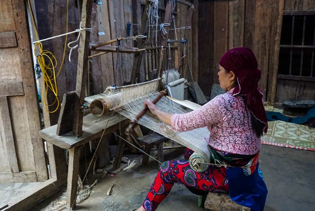 ethnic minority in a weaving village in Ha Giang