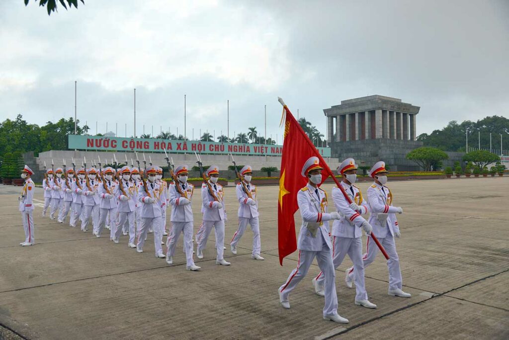 Flag rising ceremony on Ba Dinh Square