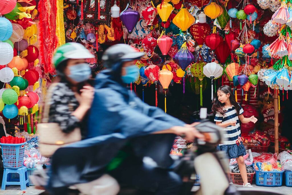 lanterns hanging during Mid-Autumn Festival in Vietnam