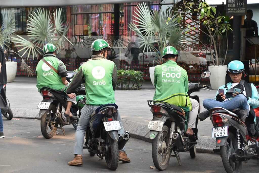 Grab motorbike taxi in Vietnam