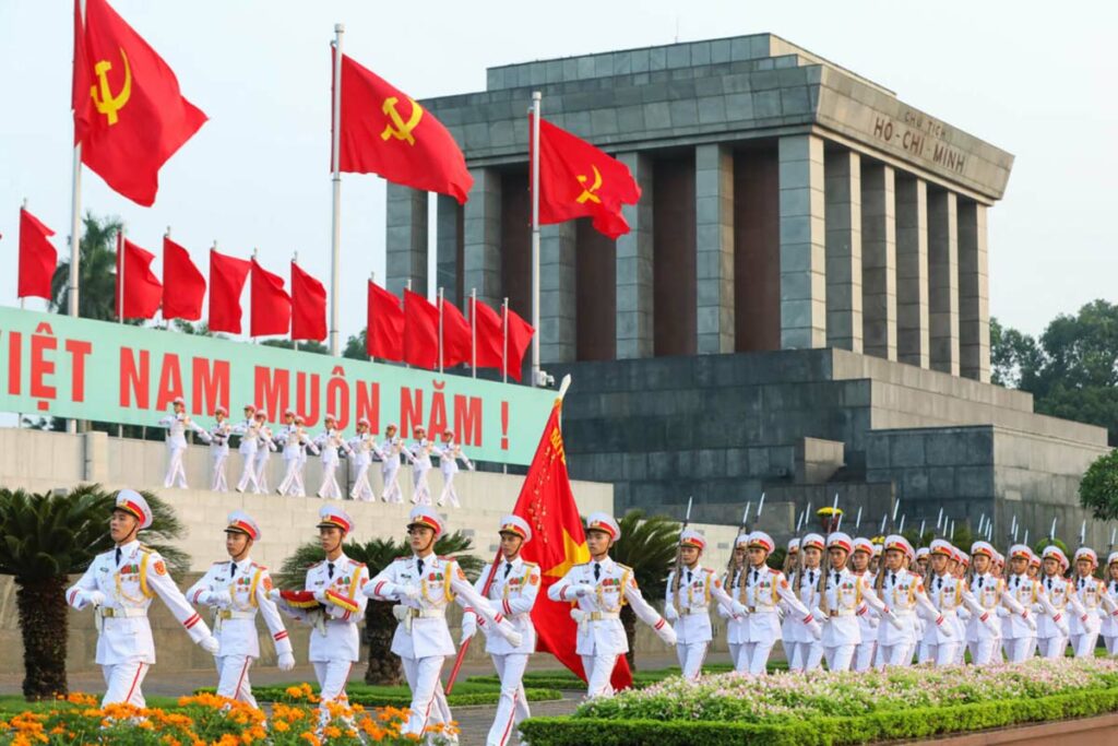 National Day in Vietnam with the Flag rising ceremony on Ba Dinh Square