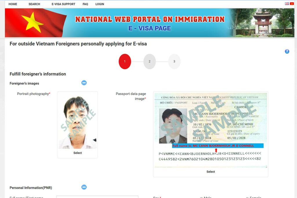 official Vietnam e-visa website