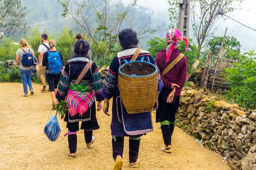 trekking with ethnic group in Sapa