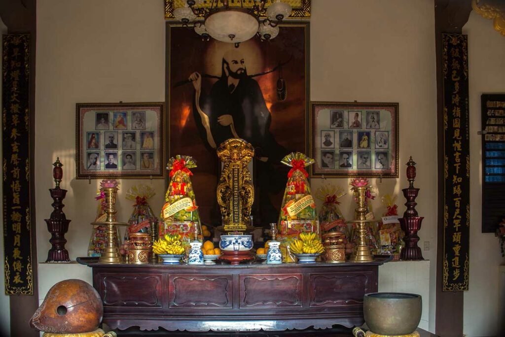 a small altar at home in Vietnam