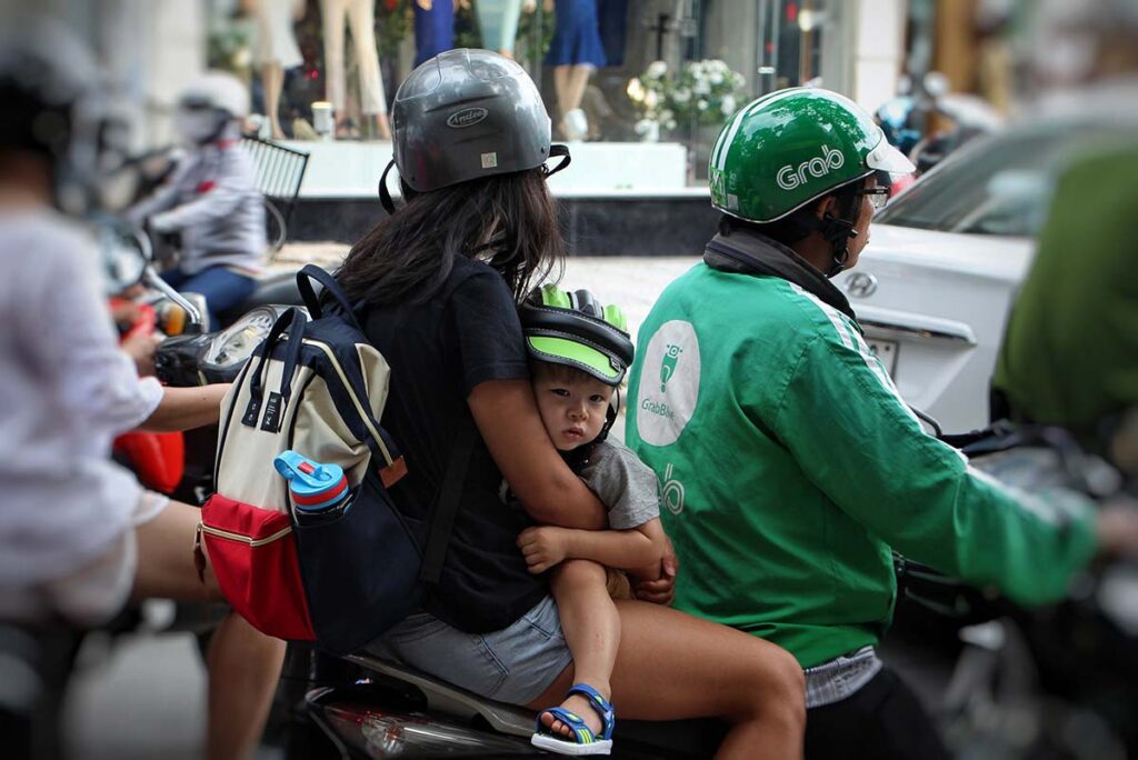 Grab motorbike taxi in Ho Chi Minh City