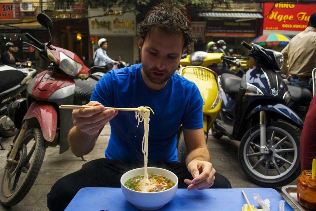 Pho soup street food in Vietnam