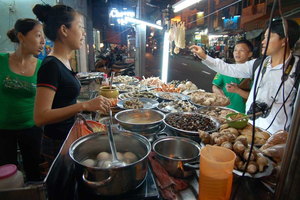 snails at a street food vendor in Ho Chi Minh City