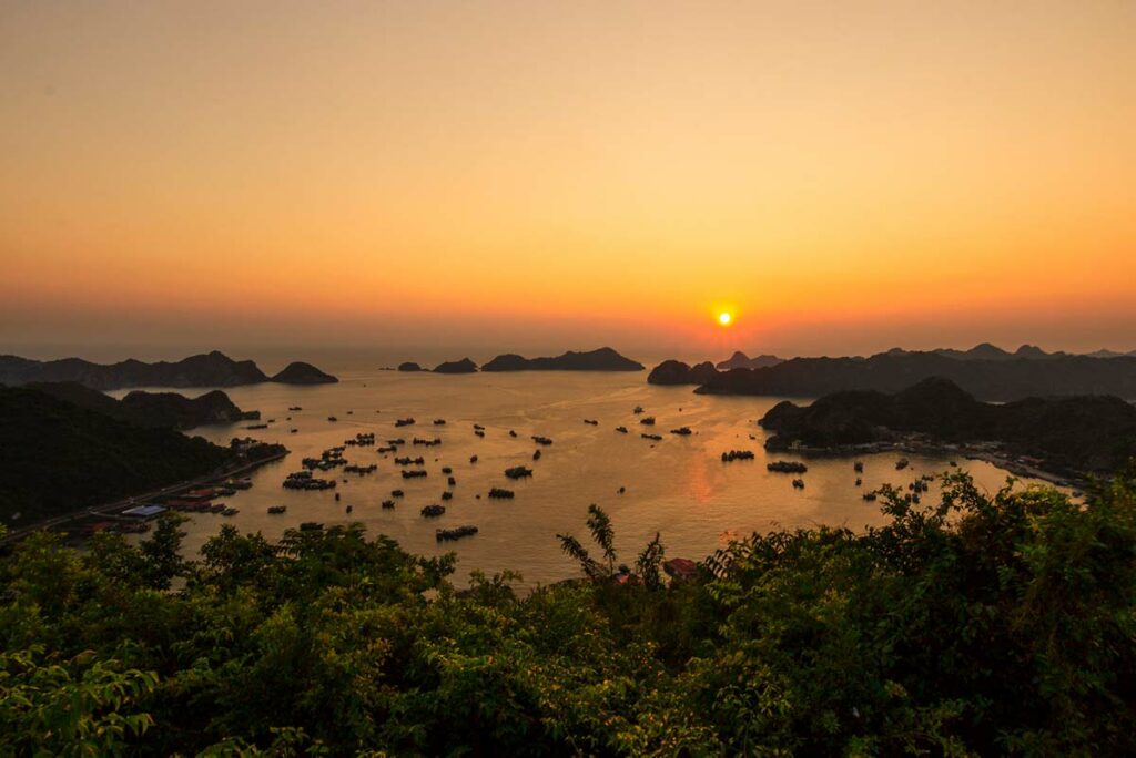 sunset at cannon fort Cat Ba Island