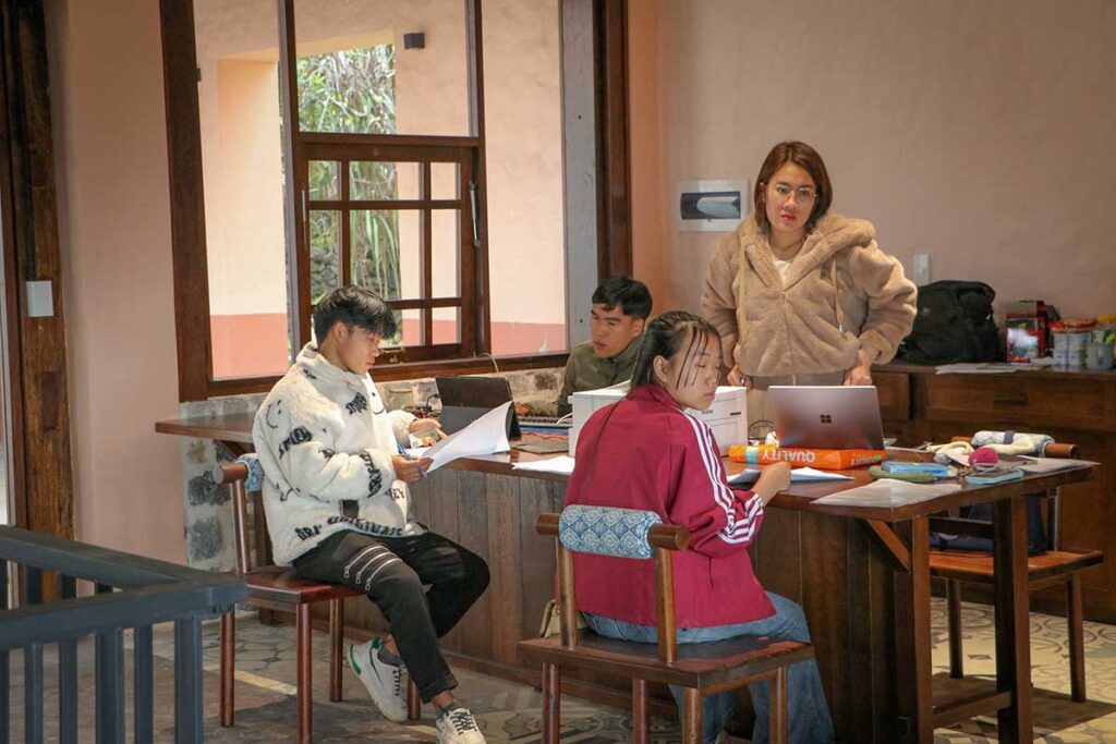 Local Hmong applicants participating in a training and orientation session at Aya Lodge as part of the lodge’s hiring process.