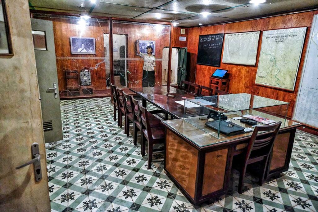 D67 Bunker Conference Room: A conference room within the underground D67 bunker at the Imperial Citadel of Thang Long, once used for military planning. (Imperial Citadel of Thang Long)