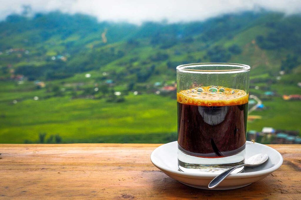 A coffee shop with a view in Sapa over the rice fields