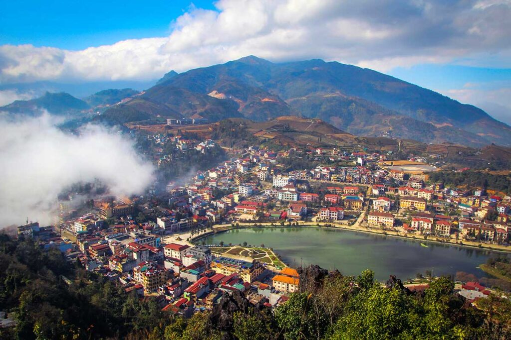 the view of Sapa at the viewpoint of Ham Rong Mountain 