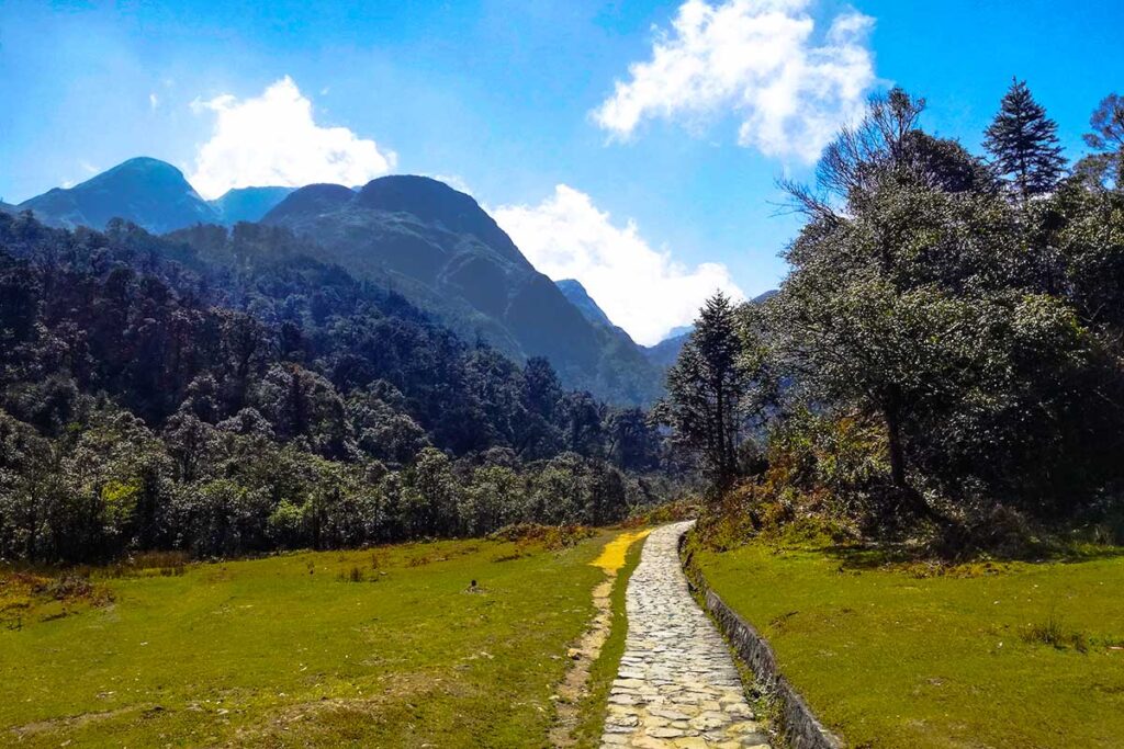 the forest trail through countryside to the Love Waterfall