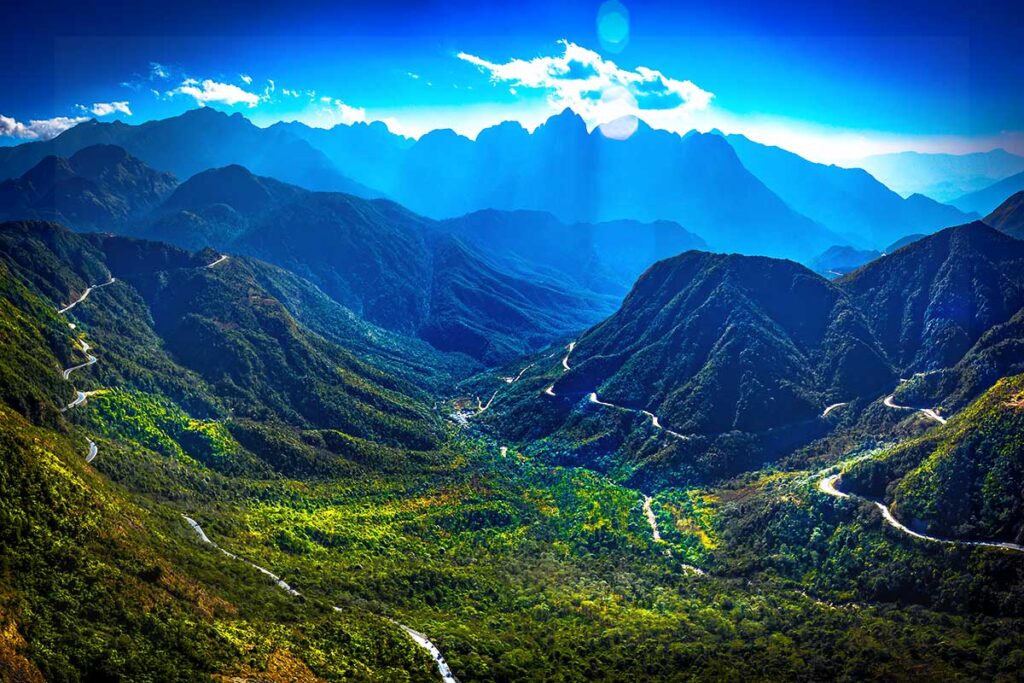 view over the Tram Ton Pass from Sapa's Glass Bridge