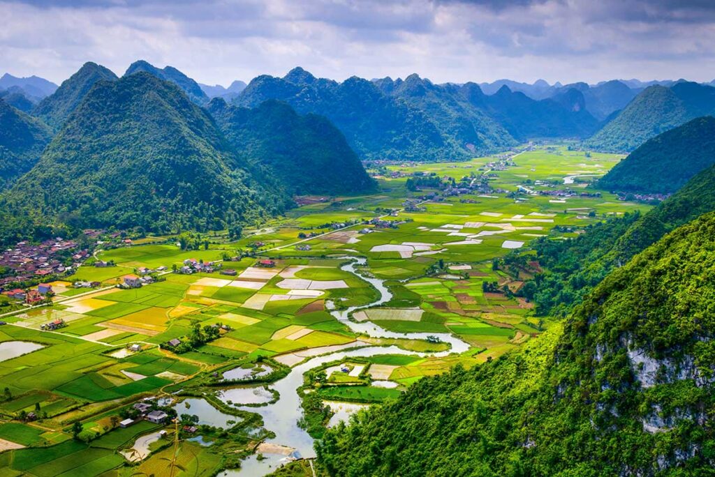 The view from Bac Son Viewpoint on Na Lay Peak during 'green season'