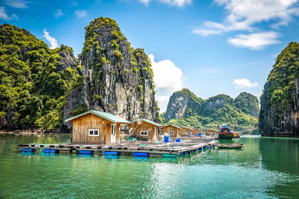 A floating village in Bai Tu Long Bay