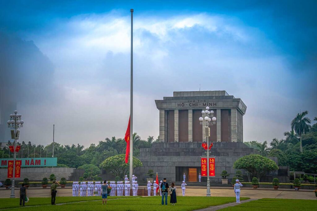 Flag Rising in early morning at Ba Dinh Square