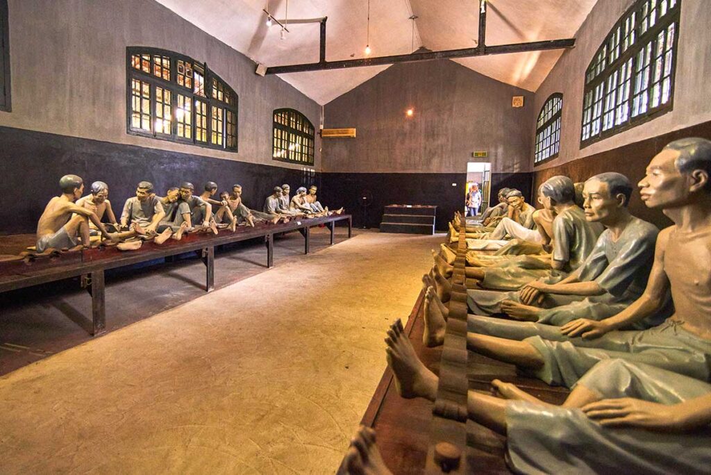 A large prison cell inside Hoa Lo Prison Museum in Hanoi - One of the best museums in Vietnam about the Vietnam War