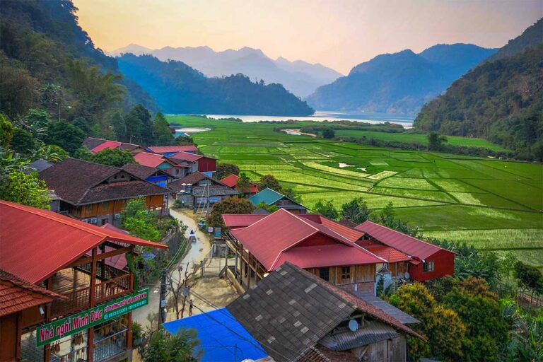 A view from a local homestay over Ba Be lake