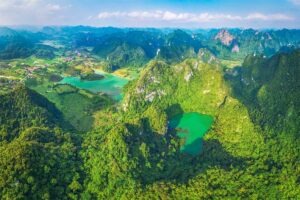 Epic mountain views over Huu Lien in Lang Son, Vietnam