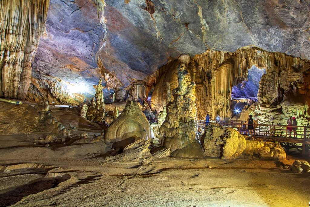 Stunning rock formations inside Paradise Cave in Phong Nha National Park