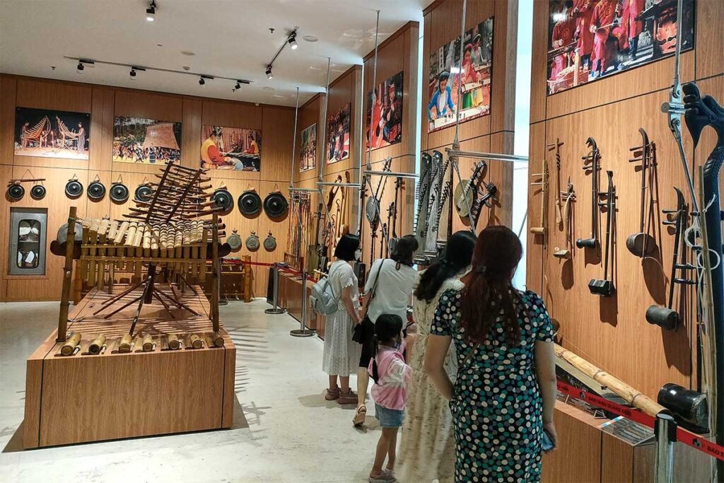 Traditional instruments displayed at the Quang Ninh Museum