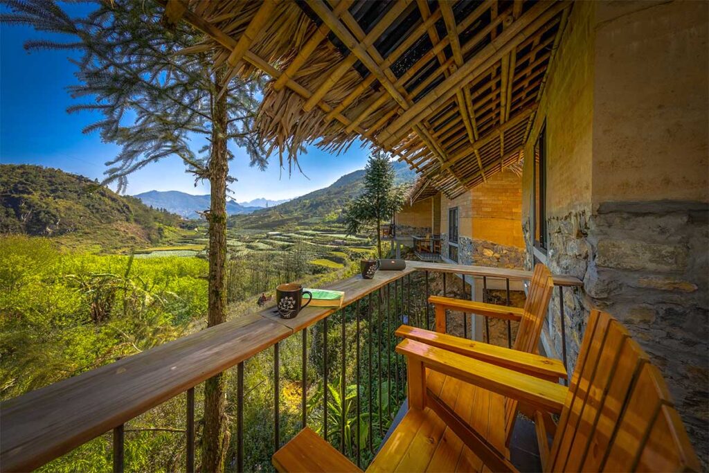 Sapa view with rice fields of  Sapaxa Spring Garden Ecolodge