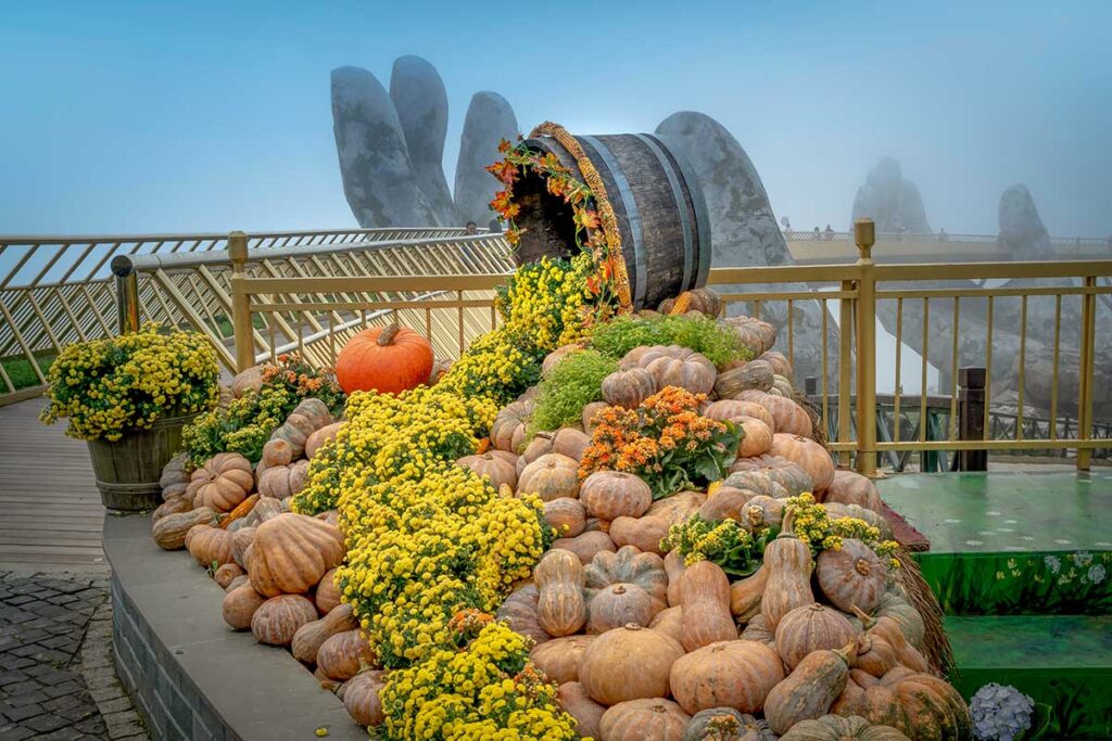 Halloween-themed decorations at Ba Na Hills near Da Nang, one of the places in Vietnam that celebrates Halloween.
